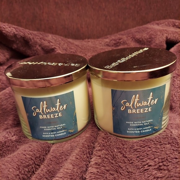 Bundle of 2 saltwater breeze candles by bath and body works